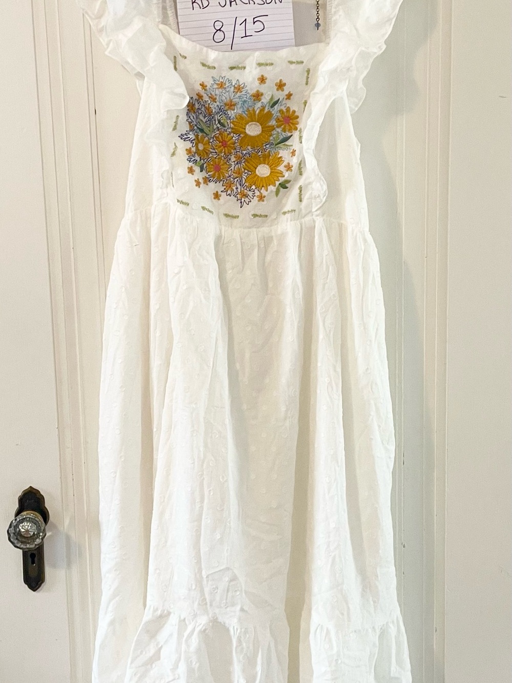 ModCloth White Floral Embroidered Maxi Dress